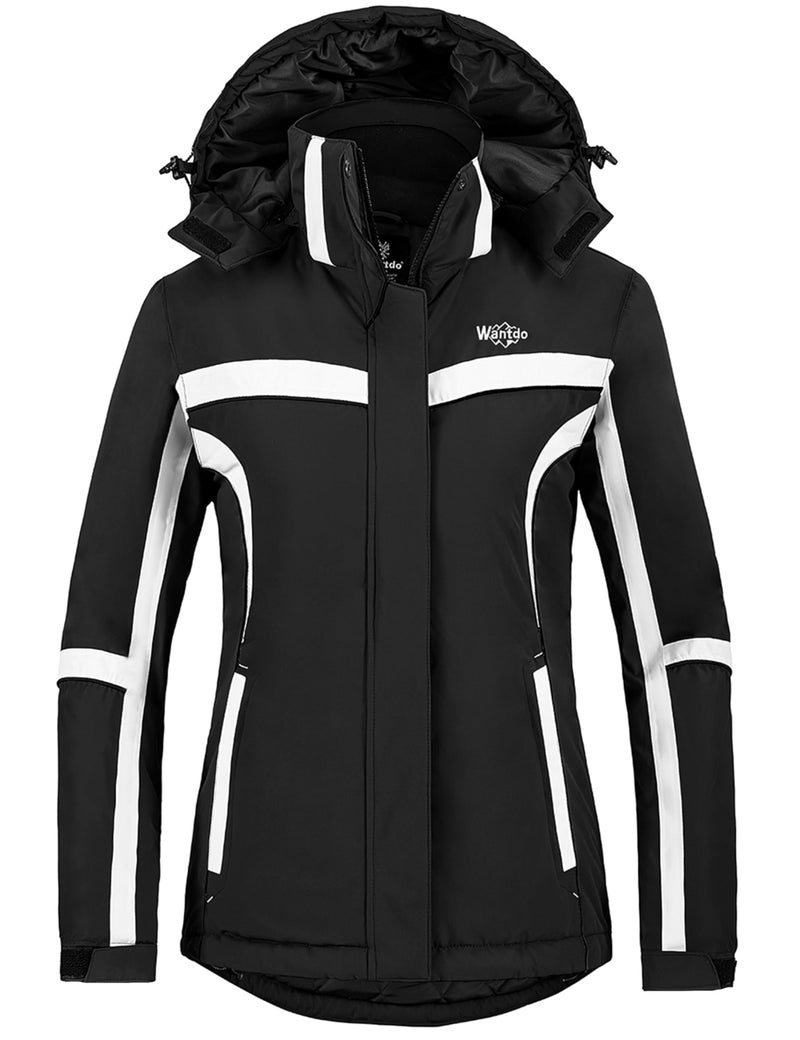 wantdo Women's Winter Waterproof Snow Coat Warm Windproof Parka with Hood Black S - Image 1